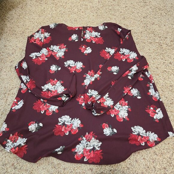 Maurices Long Sleeve V-Neck Sheer Floral Print Blouse Size 2 - Picture 3 of 7